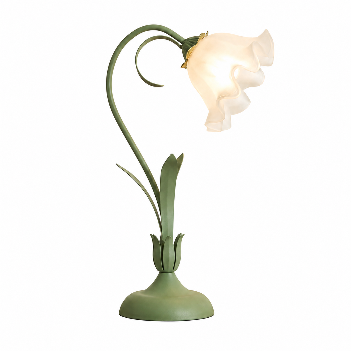 Blumenförmige Tischleuchte in Grün