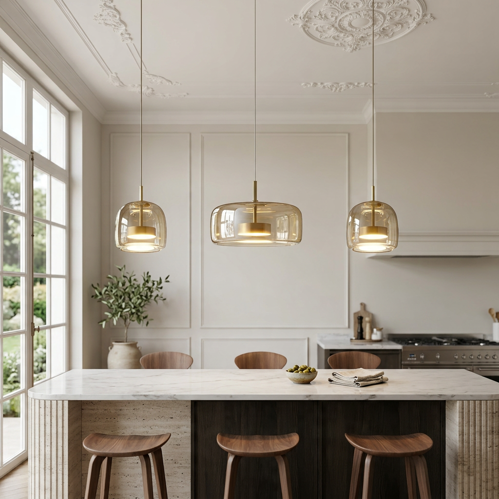Retro Adjustable Glass Pendant Light