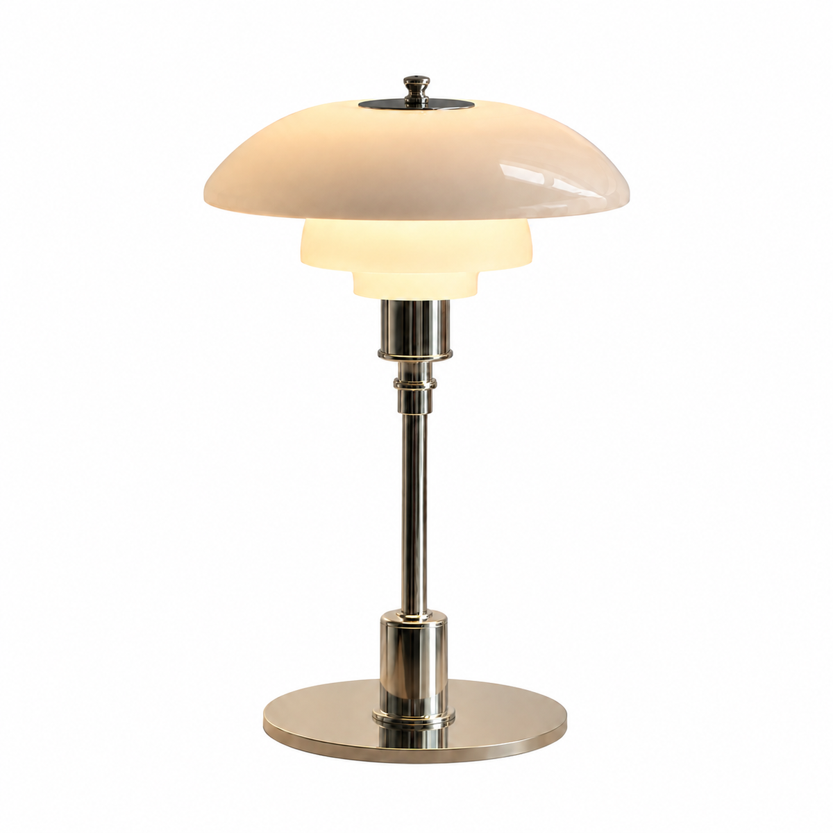Tischleuchte aus Eisen und Milchglas in Weiß