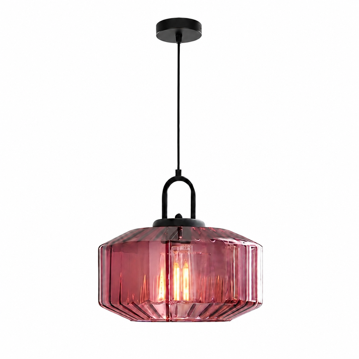Pendelleuchte aus farbigem Glas in Lila